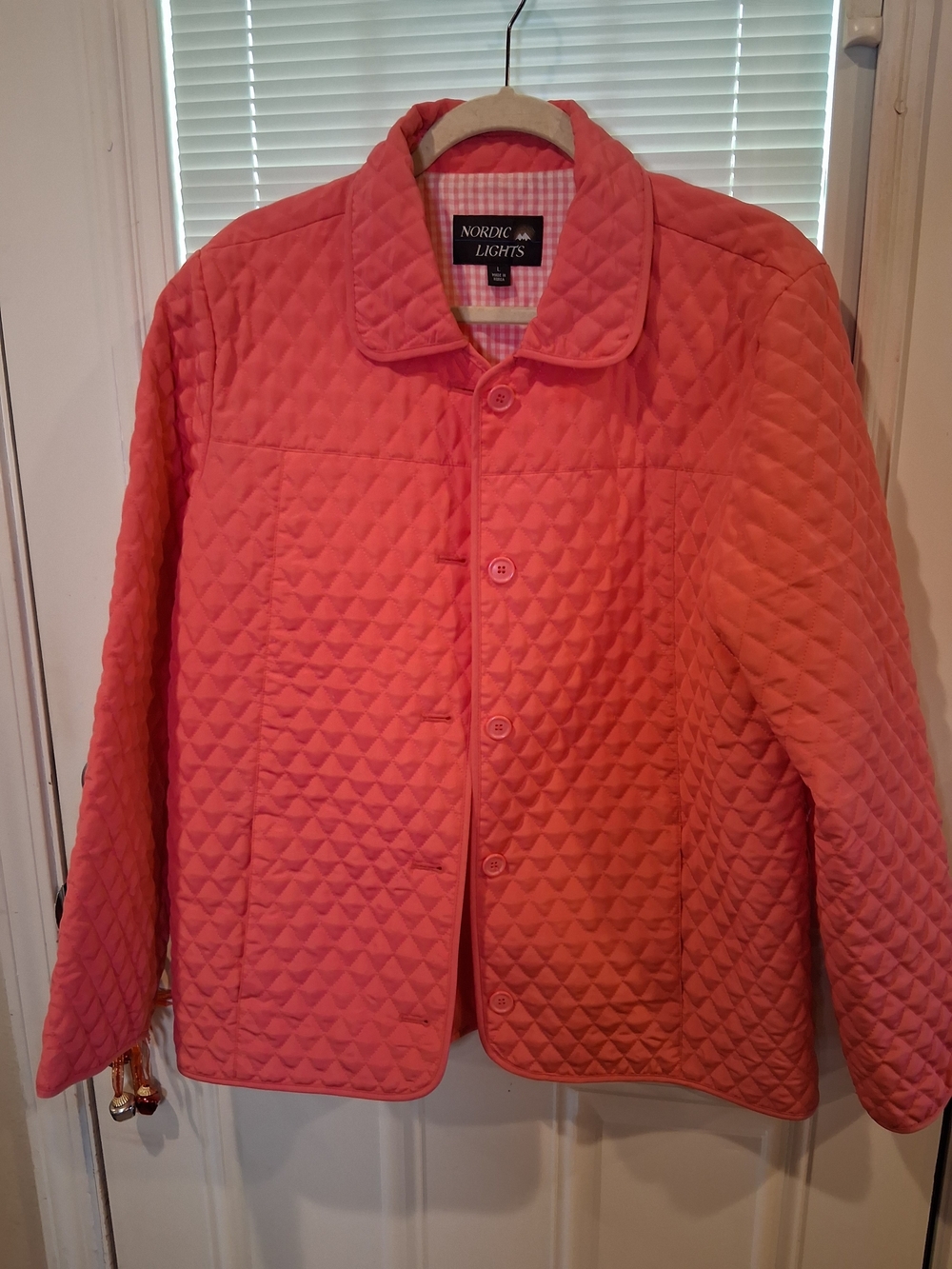 Sku40 NODRIC LIGHTS Coral Pink Quilted Puffer Jacket Size L